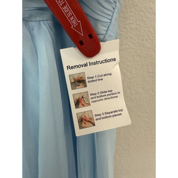 Mac Duggal Light Blue Sleeveless Halter Neck Ruche Skirt Ruffle Dress Size 12 - Picture 5 of 9